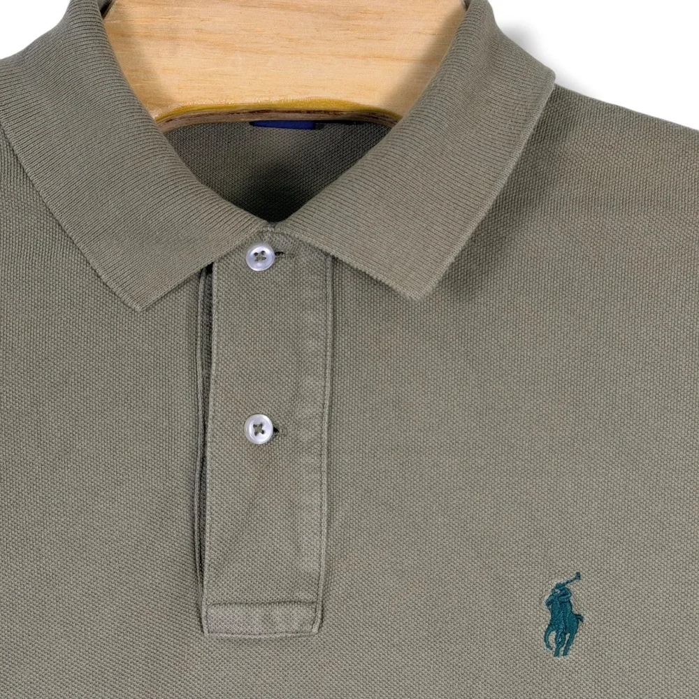 Polo Ralph Lauren Polo Shirt Mens Large Olive Green Classic Pique Cotton Logo